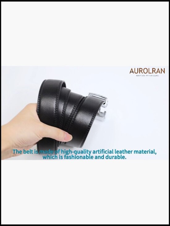 Leather Dress Belt with Automatic Buckle for Business Wear